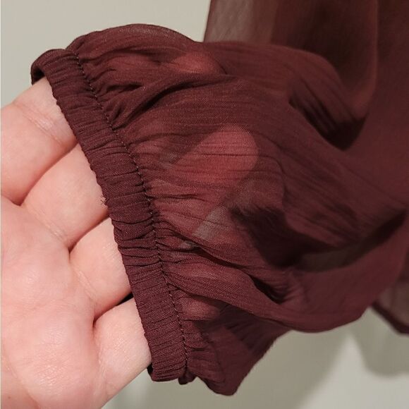 JOIE LImited Edition smocked neck wine blouse Size L - Picture 9 of 16